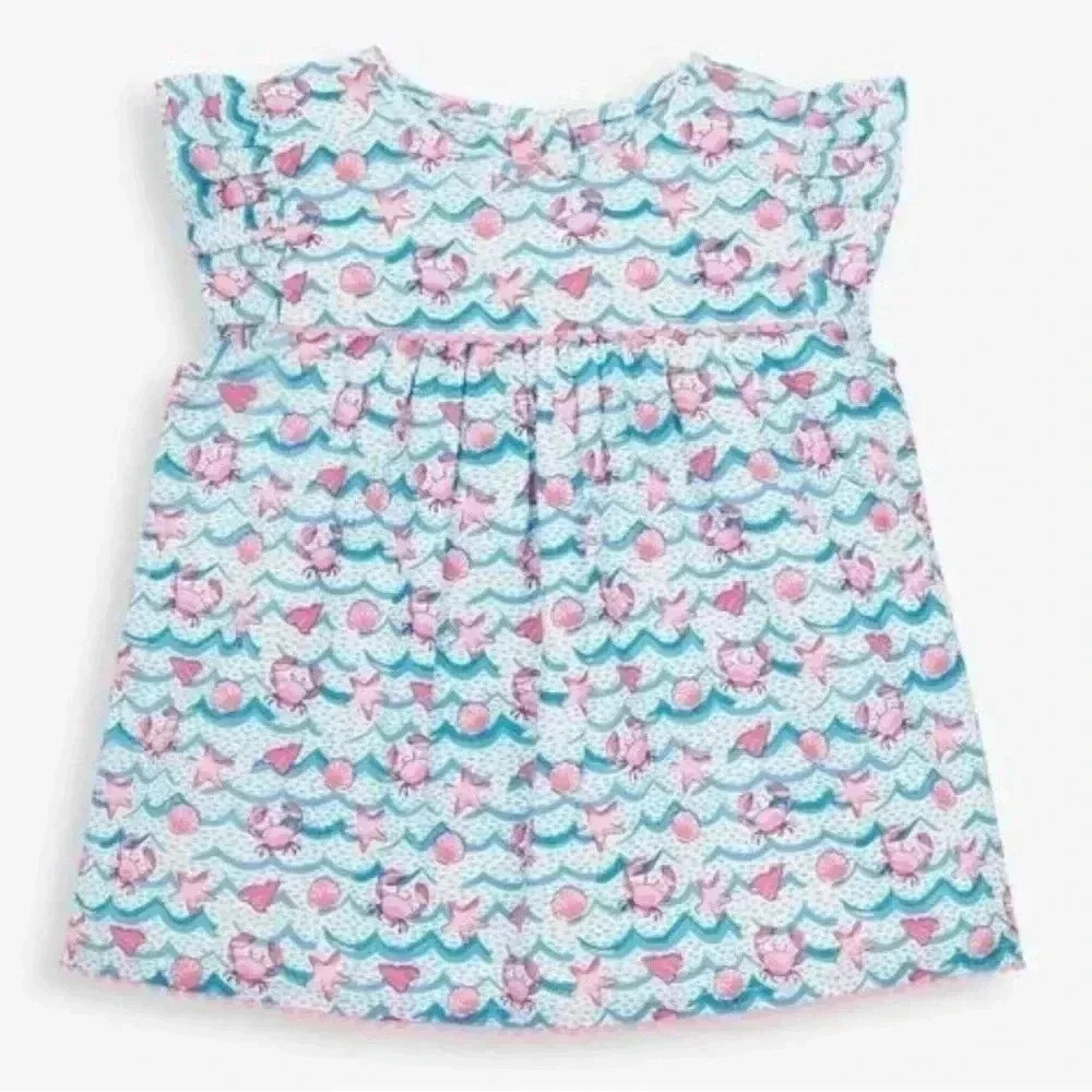 JoJo Maman Bebe Girls' Wave Print Blouse 18-24 months